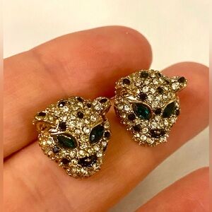 Elegant Gold and Black Panther Earrings